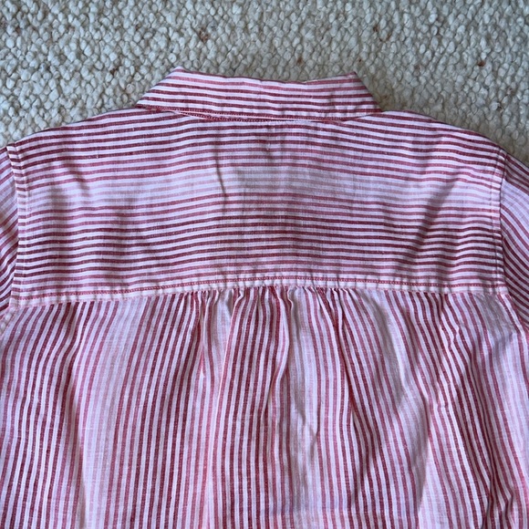 Chico's Linen Ombre Stripe Floral Accent No Iron Shirt FreshChic Blouse 2 12/14 - Picture 7 of 10